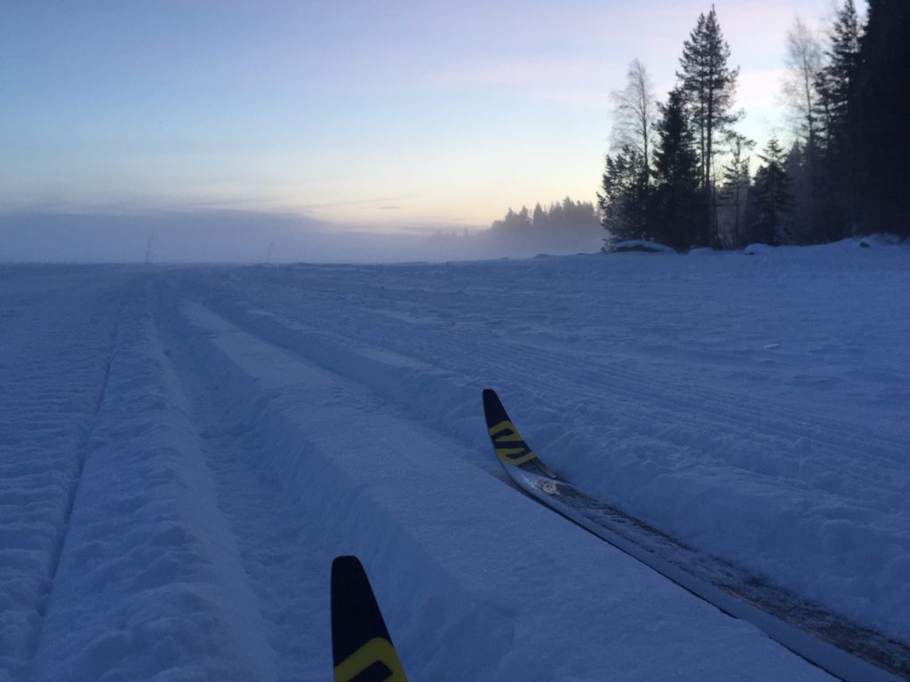 Ski track on Nuasjärvi lake