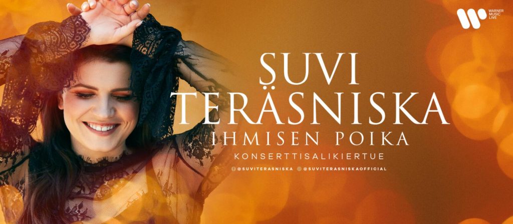 Suvi Teräsniska kiertueensa mainoksessa