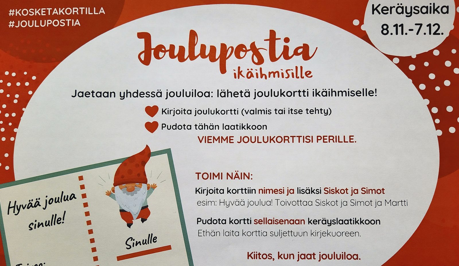 Joulupostia ikäihmisille kampanja 2021